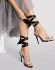 Christian Louboutin Astrinodo Embellished Ankle-Tie Sandals